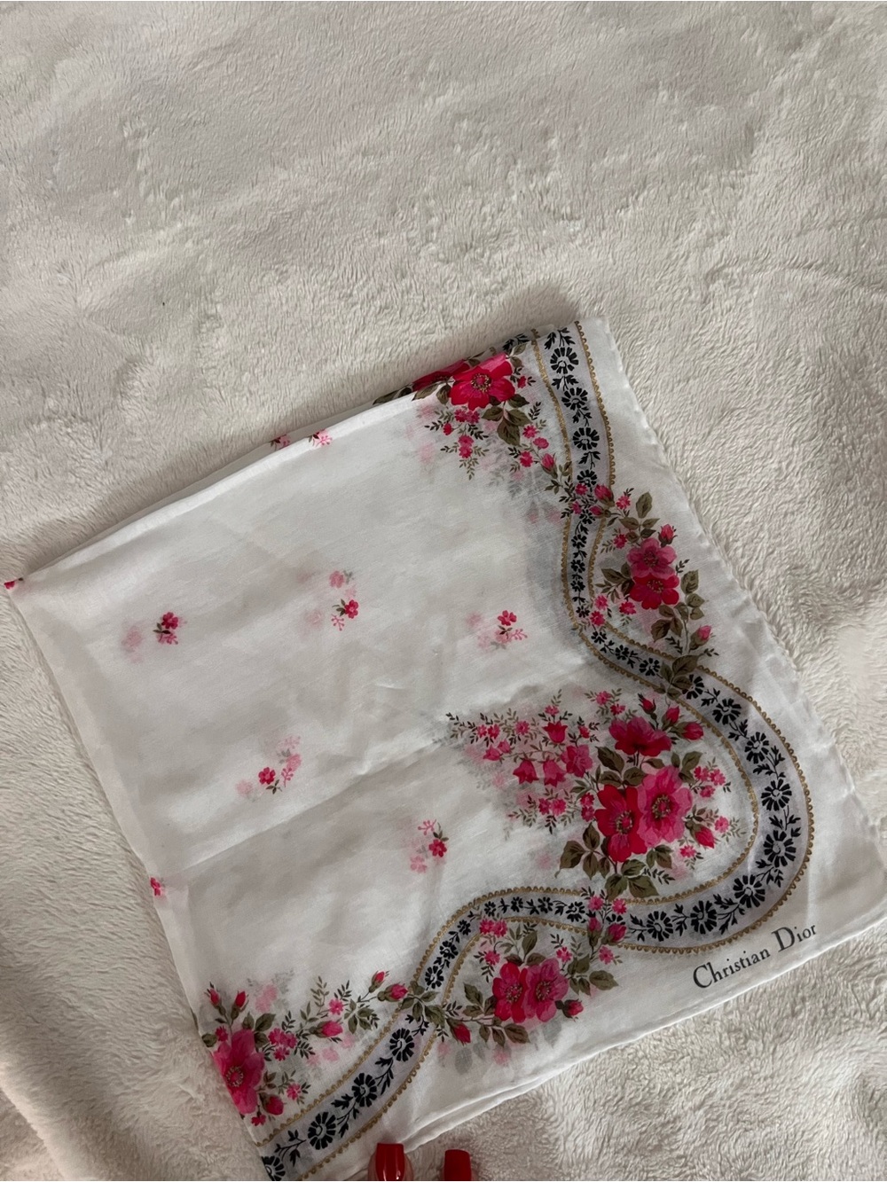 Floral pink vintage Dior handkerchief
